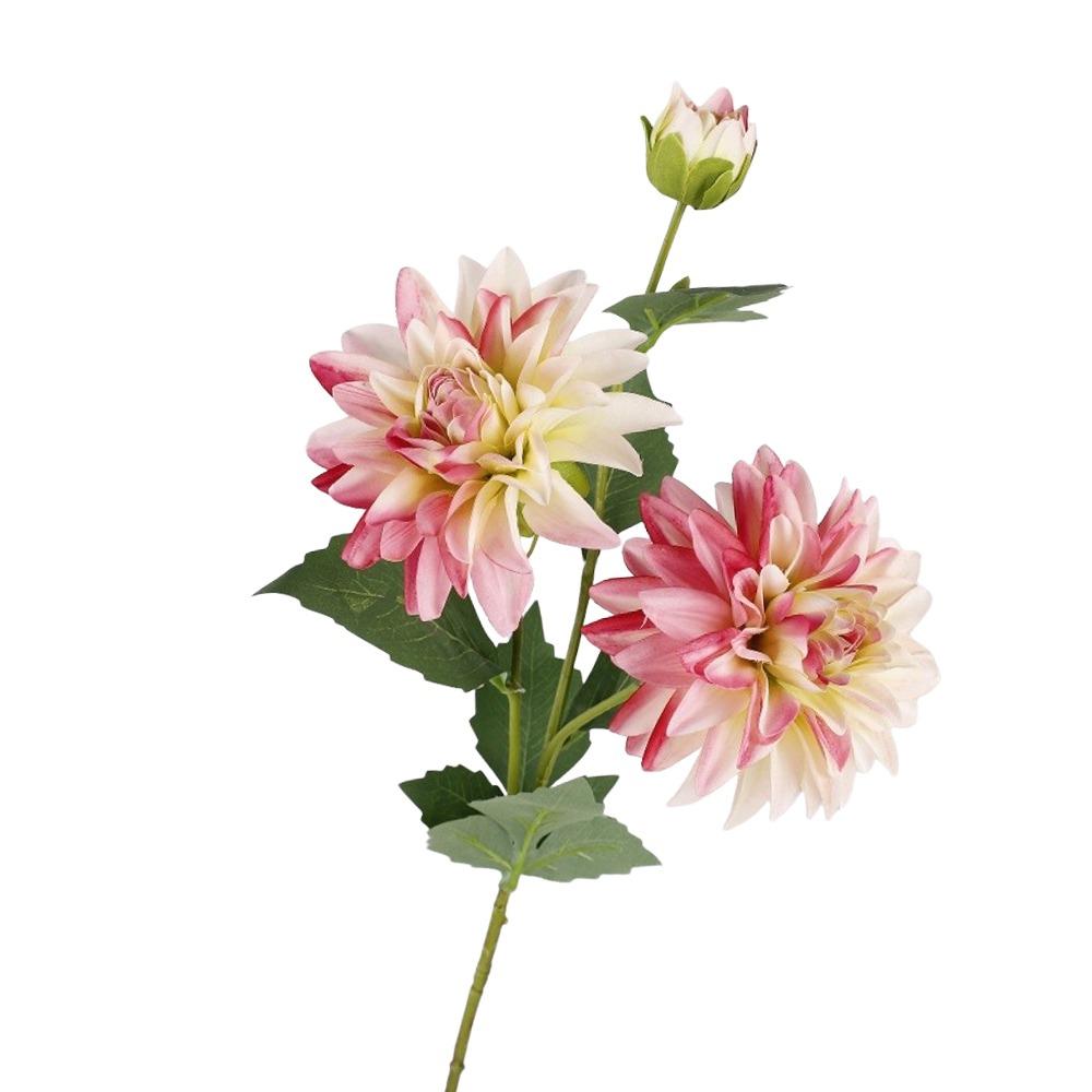 

New 76cm Length Artificial Dahlia Flower Long Branch Floral Arrangement Faux Flower Realistic 3 Heads Silk Flower Home Decor