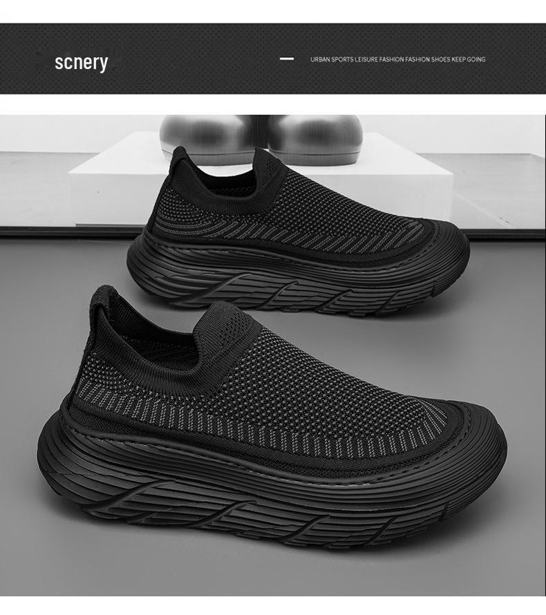 Męskie Europejskie Wiosenne Buty Sportowe Casual - Oddychające Sneakersy Slip-On z Grubą Podeszwą
