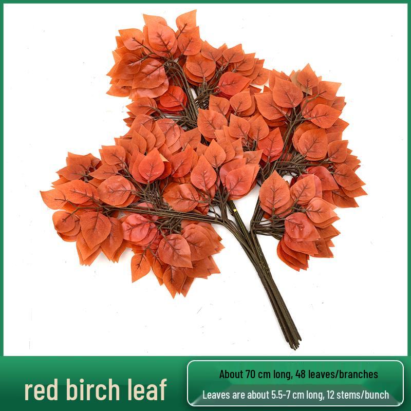 Artificial Red Maple, Ginkgo, Birch, Banyan, Elm Leaves for Landscaping