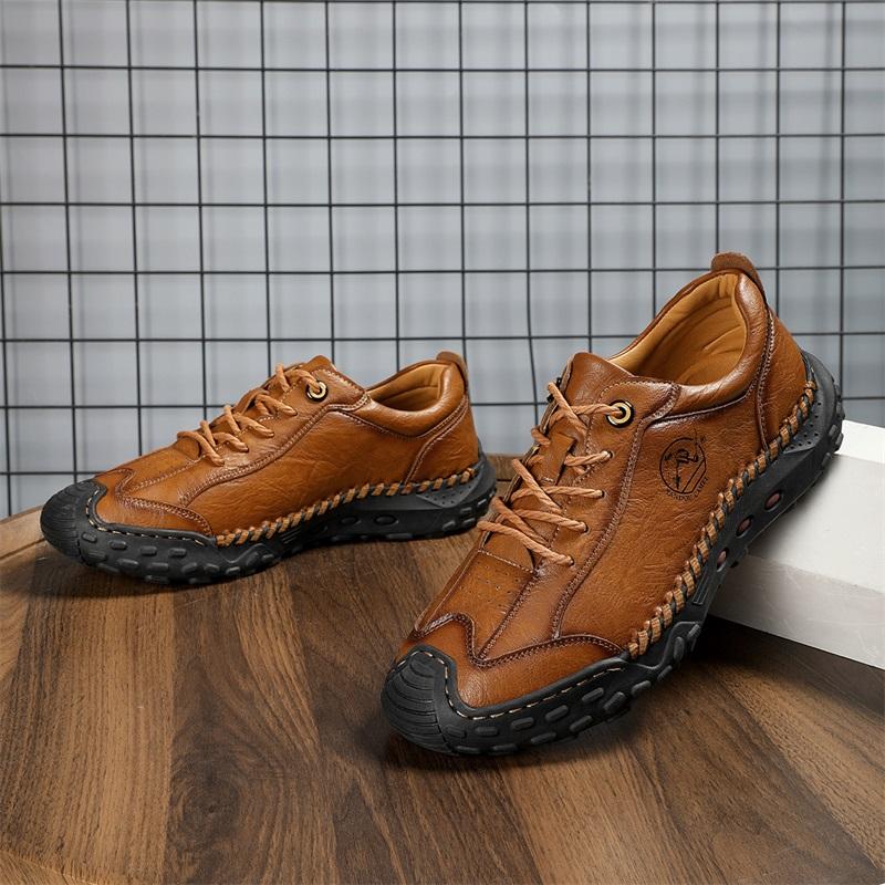 Fashion Men's Casual Leather Shoes Fashion Vintage Style Stitching Soft Business Driving Shoes Handmade Flats Oxfords Plus Size 38-48