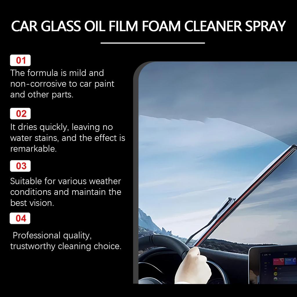 Car Glass Oil Film Cleaner Spray Glass Car Window Stain Remover Cleaning Agent Brightening Agent Quickly Cleans Removes Oil Film