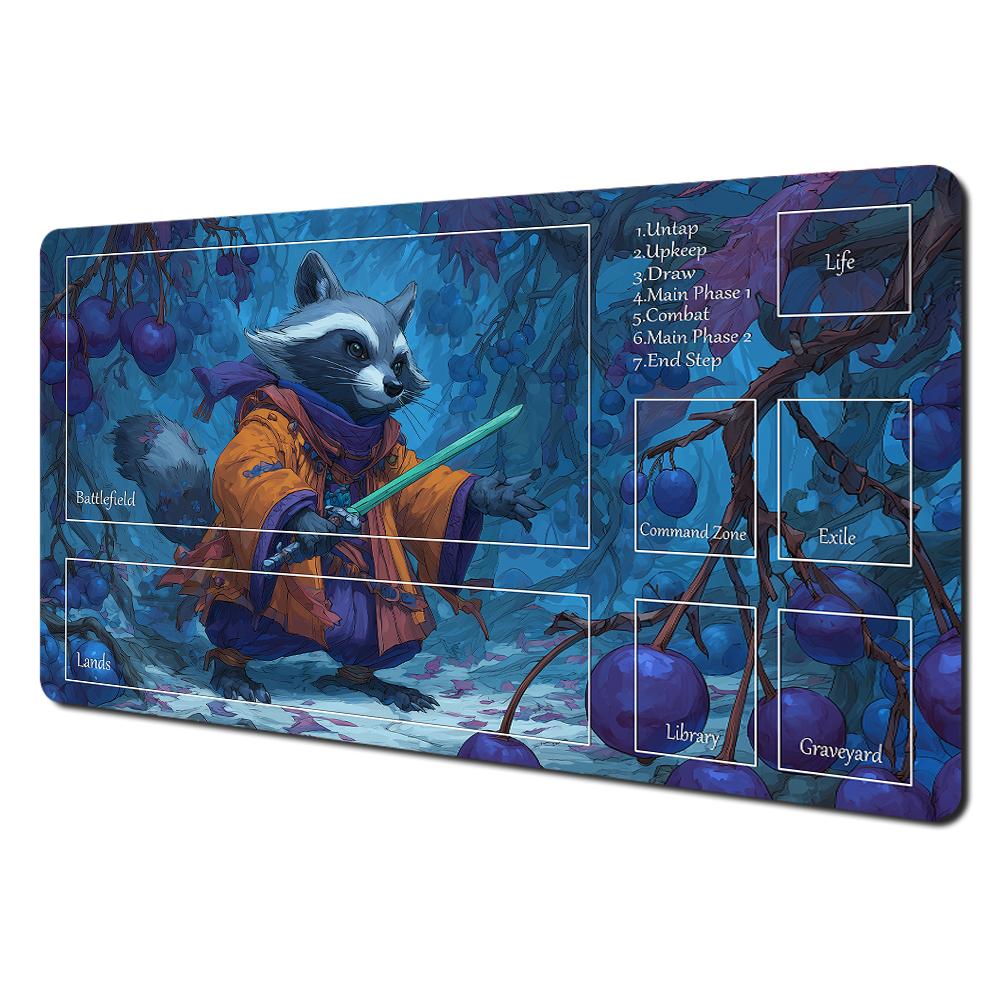 Magic Card Playmat Mtg Playmat Rabbit Archer Raccoon Nonslip Stitched Edge Gathering Gaming Mats Tapete Magic Mtg Card Pad