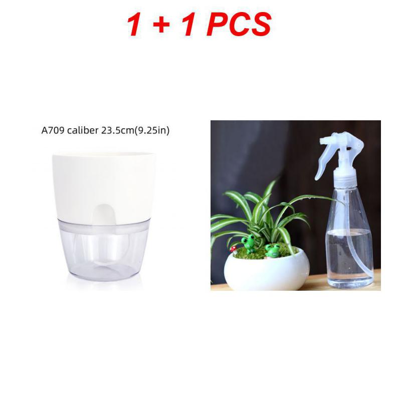 Transparent Dubbellagers Plastblomkruka Självvattnande Blomkruka Bomullsrep Vattning Växtkruka Med Injektionsport