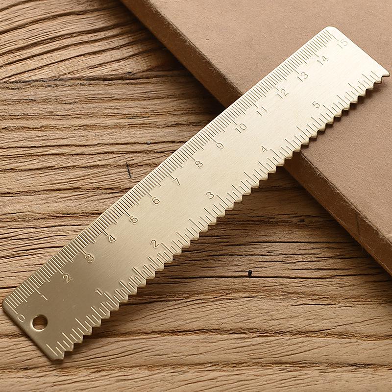 15cm/18cm Brass Ruler Bookmark - Portable Retro Office & Student Stationery