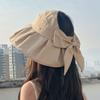 Summer hat female texture bow bucket hat travel folding sunscreen sun hat outdoor sun hat new