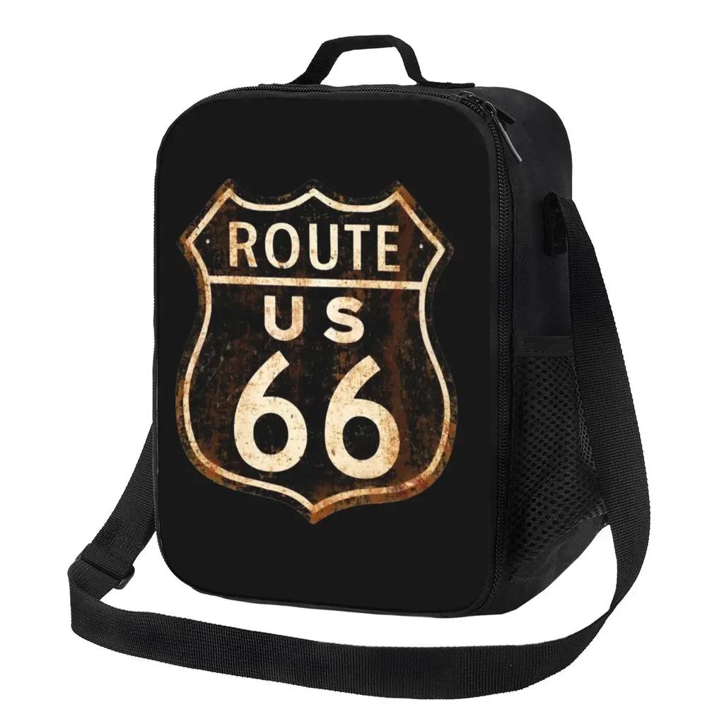 Motorcycle Ride Route 66 Insulated Lunch Bags for US Numbered Highways Resuable Thermal Cooler Food Lunch Box Work School Travel
