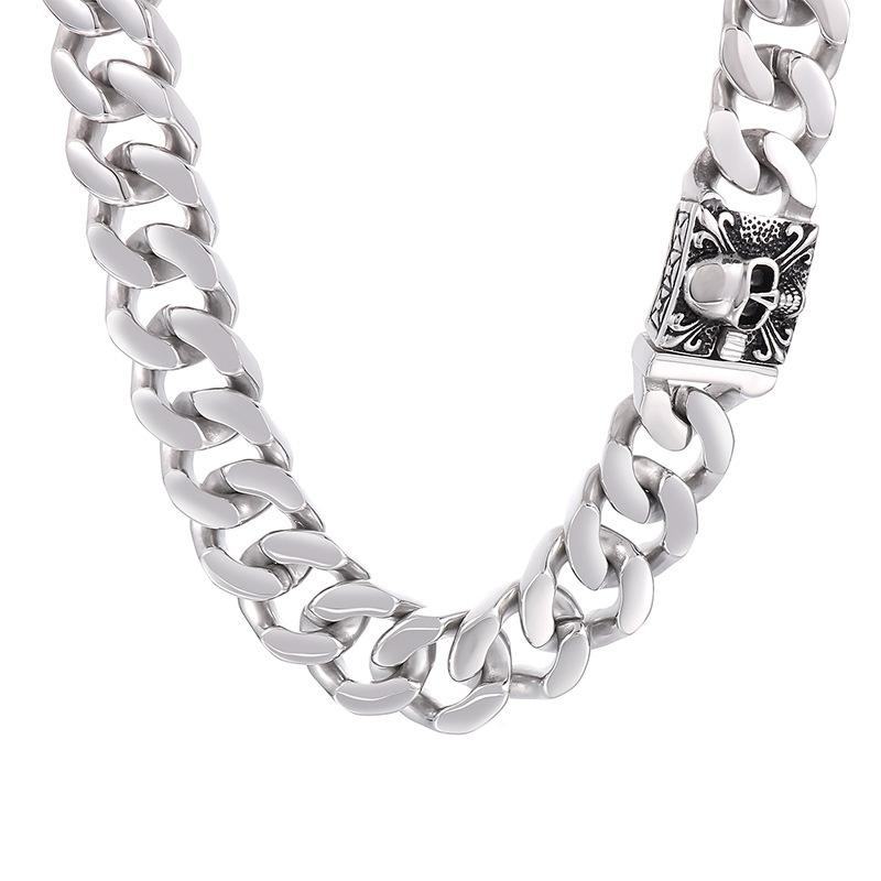 

Европейское и американское персонализированное ретро мужское ожерелье с двухсторонней шлифовальной цепочкой и полировкой черепа, толстое ожерелье