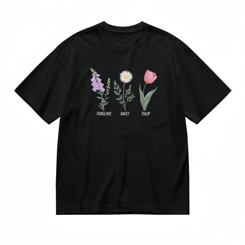 

Women’s Botanical Flowers Tee; Classic Trend Style; Named Floral Graphic Unisex T-Shirt XXL
