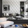 3D Diamond Splicing Mirror Wall Sticker Acrylic Decoration Removable Mirror Glass Sticker Background Wall Decoration 17pcs