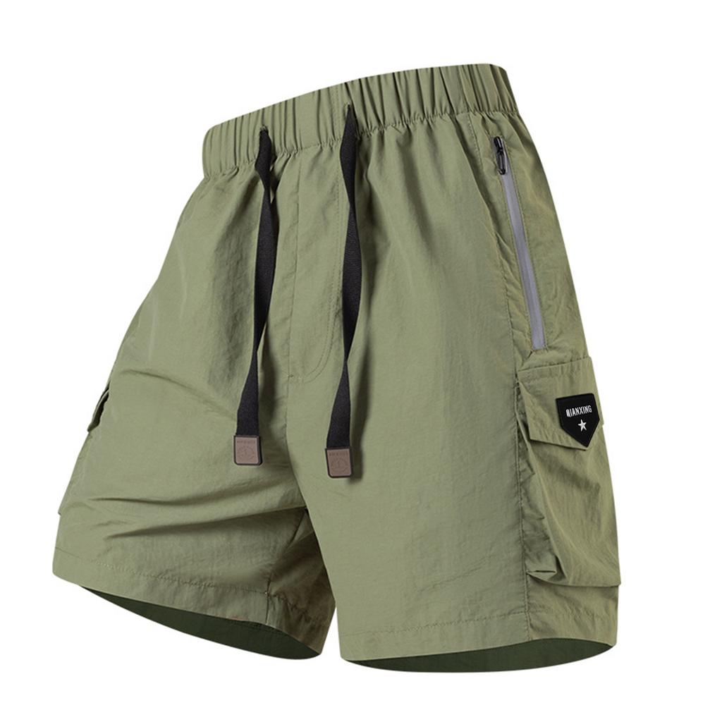 Men's Summer Quick Dry Cargo Shorts Multi Pocket Outdoor Fitness Running Shorts with Elastic Waistband and Adjustable Drawstring for Active Use
