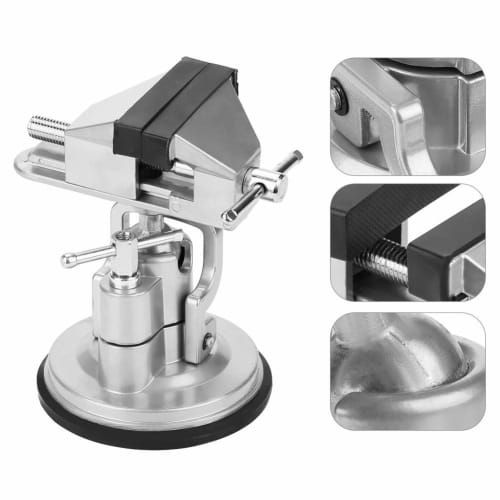 Asixx Rotating Clamp Vise, 360 Rotating Table Vise, Aluminum, Work Tool, Fixed, Silver