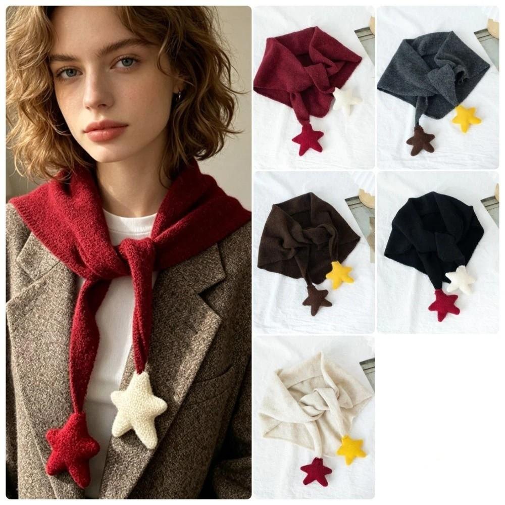 Korean Style Knitted Scarf Star Balls Neck Warmer Scarf New Knitted Shawl Winter