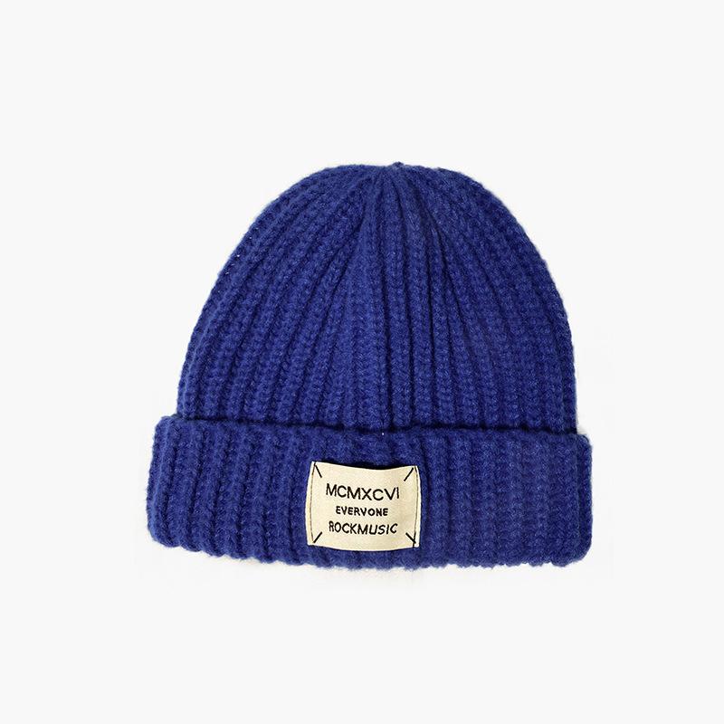 Letter Cloth Label Knitted Hat for Women Autumn and Winter Korean Style Fashion Student Wool Hat Cold Hat Male Couple