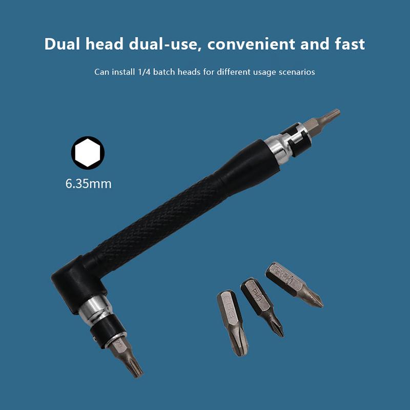 L-förmiger 1/4 Sechskant-Schraubendreherbit 90 Grad Doppelkopfgriff Schwarz 6,35 Schraubenschlüssel 10-teiliges Gelbes Klebeband Schraubendreherbit Werkzeugset