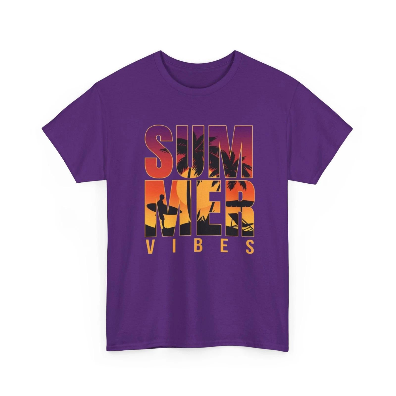Summer Vibes Printed Graphic T shirt Sunset Palm Silhouette Warm Weather Fun 4XL
