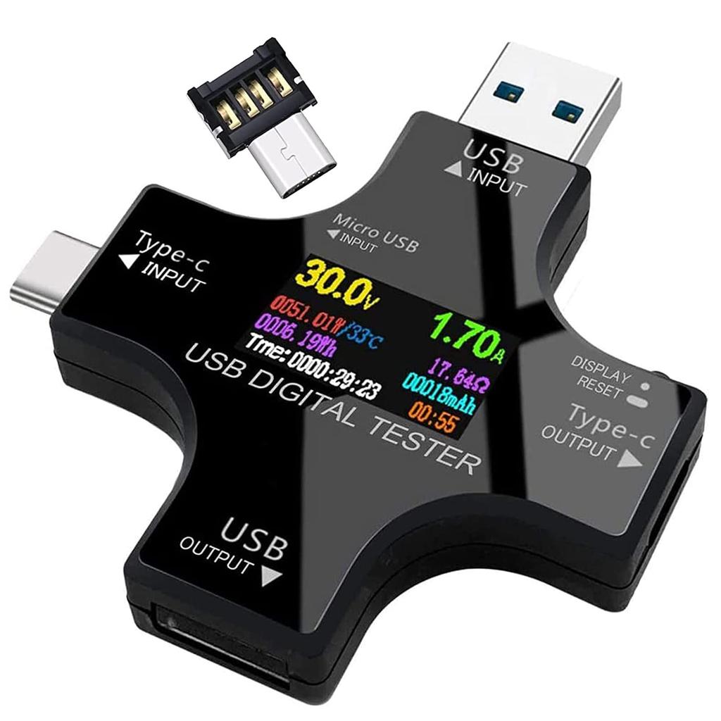 Makerfire USB C Meter Multimeter Tester with TFT Color Charger Load and USB Ammeter Tester, Type-C Display, Current, Voltage, Resistance, Temperature,