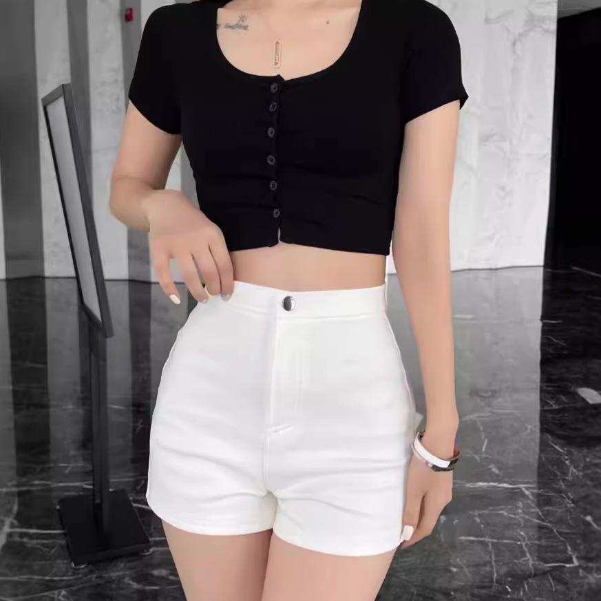 

White High Waist Slim Hot Pants: Summer Casual Sexy Shorts for Petite Women XXL