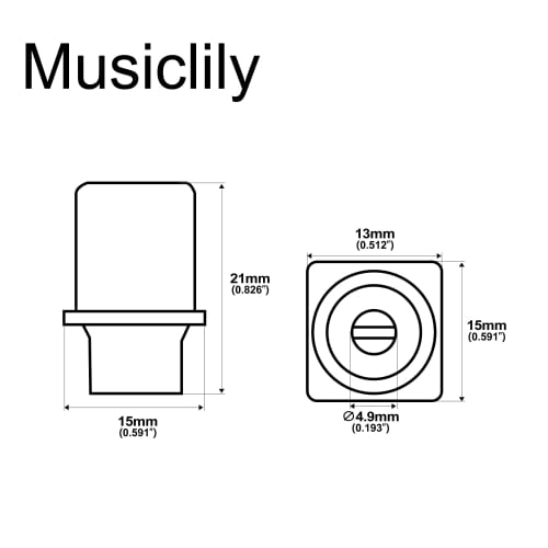 Musiclily Pro Inch-Standard Telecaster Switch Knobs, Square, for USA Fender Guitars, Black (Pack of 2)