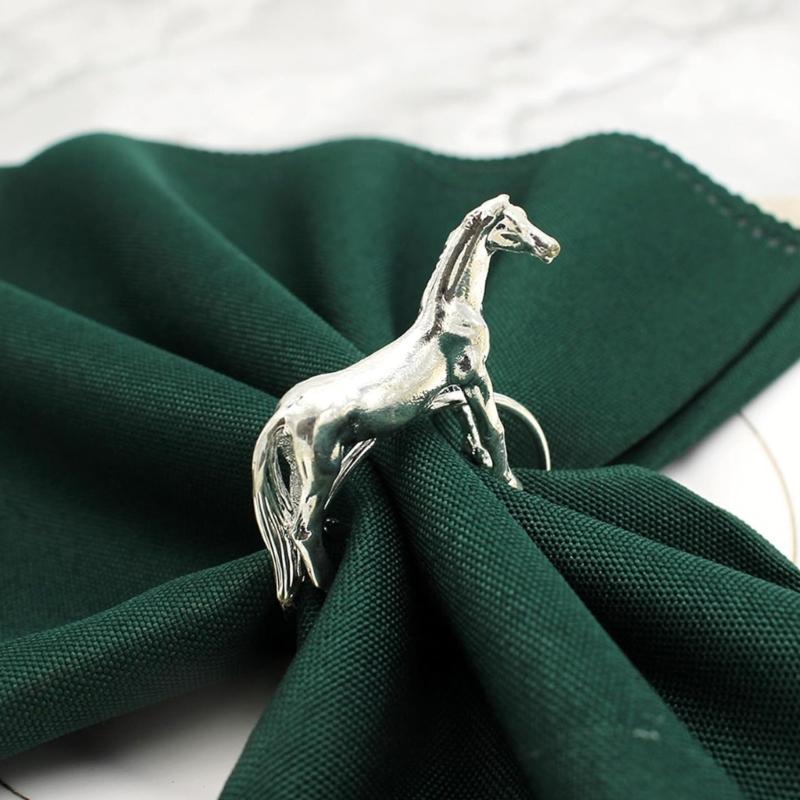 Pack of 6 Elegant Horse Design Napkin Rings Alloy Western Equestrians Napkin Buckle for Dining Table Parties Event Decors
