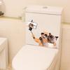 Hipster Cat Selfie Toilet Stickers Funny Bathroom Waterproof Decals, Self-Adhesive Cool Cat Wall Art for Bathroom Decor