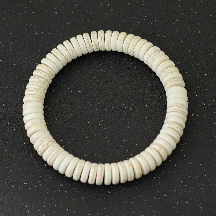Noter Braccialetto Minimalista Bianco in Pietra di Howlite Unisex Perline Distanziatrici Rotonde 6/8/10mm Braccialetto Accessori Bohemien da Spiaggia Pulsera
