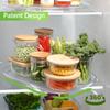 Lazy Susan Turntable Organizer for Refrigerator Clear Rotating Rectangular Storage Tray for