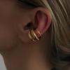 Ingemark Trendy C-shaped Stainless Steel Clip  Earrings Women Women Retro Multi-layer Geometric Ear Cuffs Non-Piercing Earrings