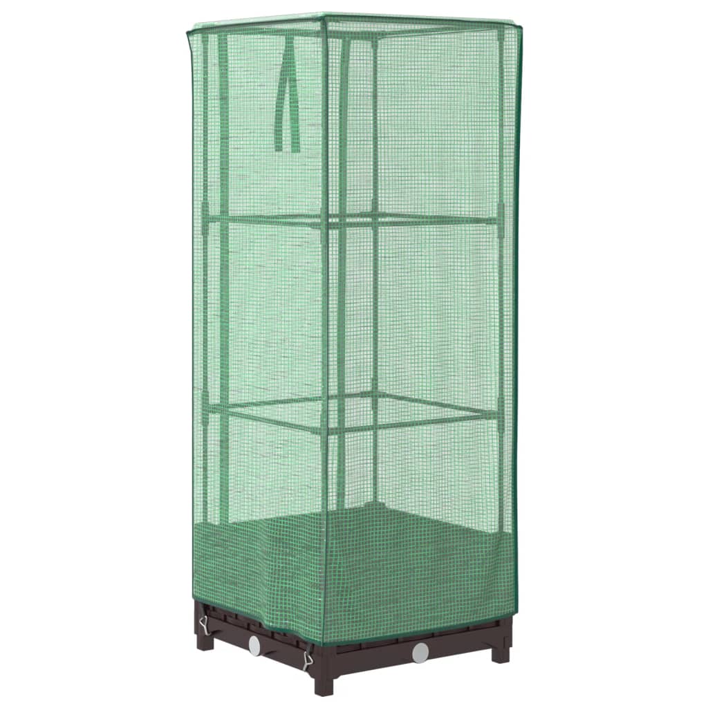 Vidaxl Raised Planter with Greenhouse, Rattan Look, 40X40X123 Cm