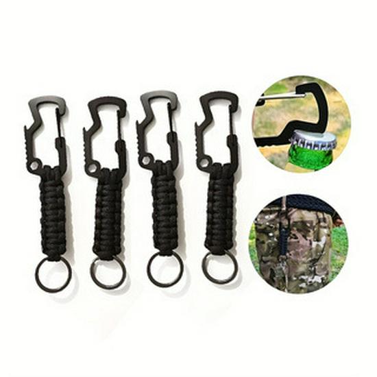 Multifunctional Camouflage Paracord Carabiner Keychain with Quick Release None
