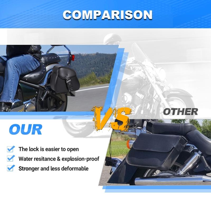 1 Pair Password Lock /Single Snap Lock Motorcycle Side Bags Motorbike Modified Riding Bag PU Leather Luggage Hanging