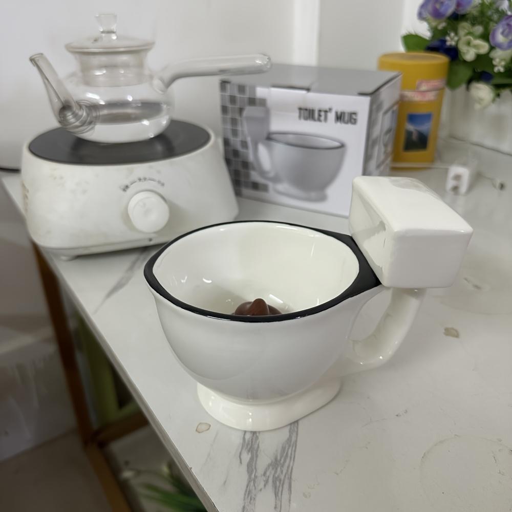 Lustige Tassen in Toilettenform, Weiße Keramik-Kaffeetasse mit schwarzem Rand, Perfekt für Geburtstage, Streiche, Wiederverwendbar und gefrierfachgeeignet, Einzigartige Geschenkidee,