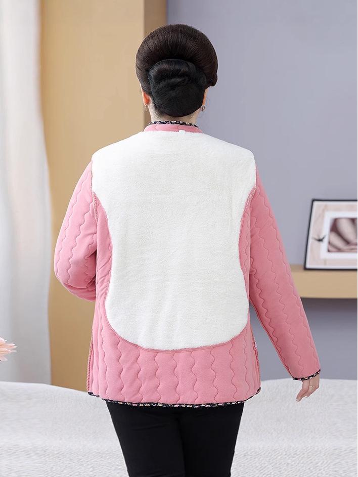 Plus Size Cotton Jacket for Women - Lightweight, Fleece-Lined, Ideal for Indoors & Outdoors. Perfect for Middle-Aged & Elderly.