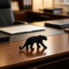 Figurine Black Panther Imprimée en 3D, Décoration de Bureau Géométrique à Texture Noir Mat, Sculpture de Panthère en Couches Décoration Maison Bureau Cadeau
