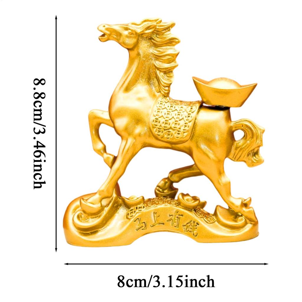 Mini Gold Horse Ornaments 2026 Good Luck Auspicious Wealth Chinese New Year Decor Horse Wealth Table Statue Metal Crafts