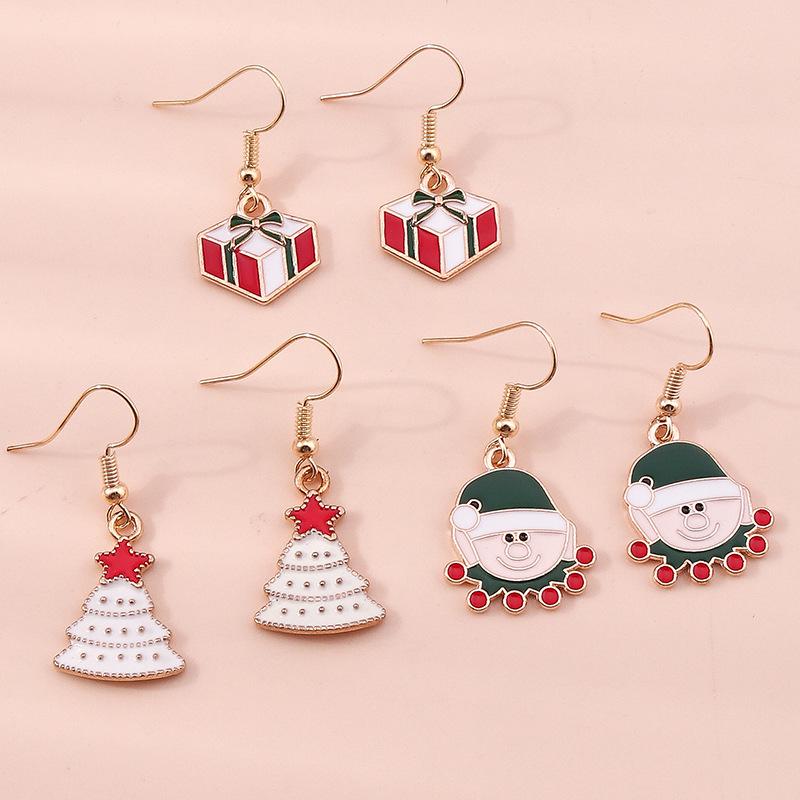 European and American Christmas Earrings: Santa, Tree, Snowman, Snowflake, Gloves