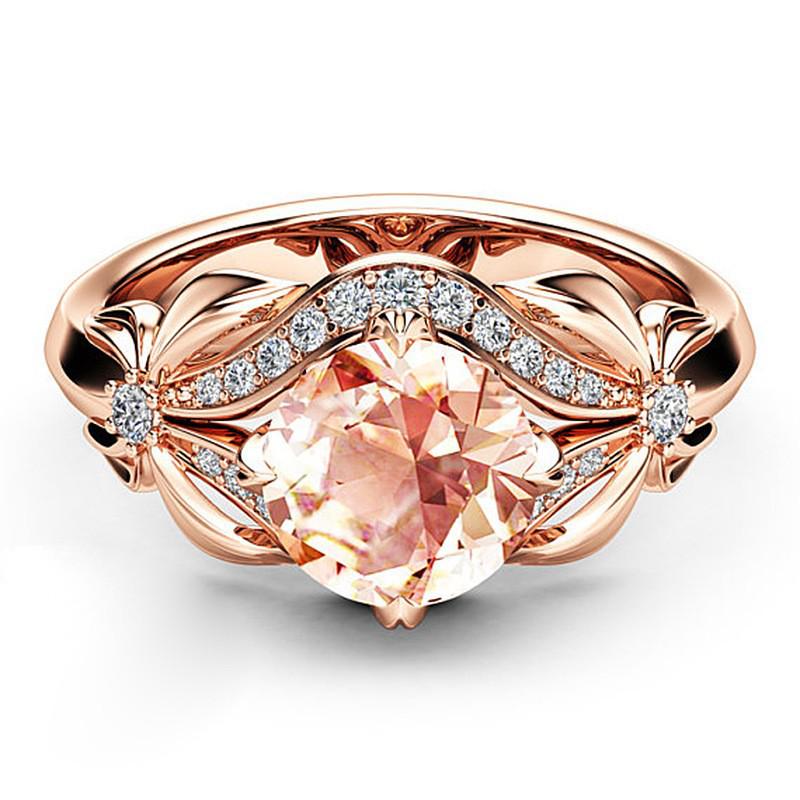 SanJie European-American Fashion Bowknot Women's Ring - Rose Gold Champagne Zircon