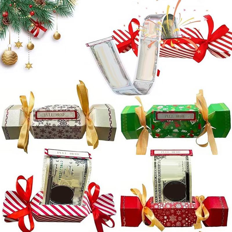 Receiptm Christmas Surprise Money Pull Pouch - 1PCS Candy-Inspired Pull-Out Money Pouch With 10 Transparent Bags