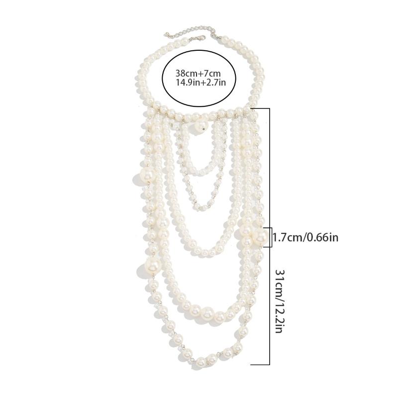 Retro Beaded Long Fringe Necklace Imitation Pearl Sweater Chain Stylish Elegant Women'S Jewelry Unisex Accessories Gift