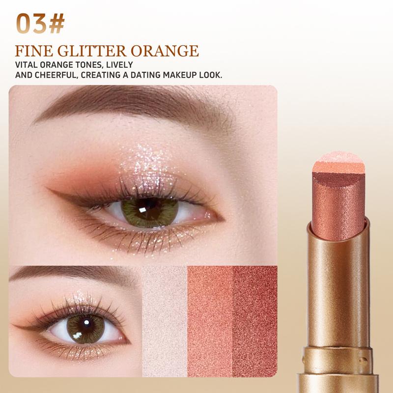 3-in-1 schimmernder Farbverlauf Lidschattenstift, hochpigmentiert zum Highlighten und Konturieren, Lidschatten Eyeliner Stift Augen Make-up Werkzeuge 03