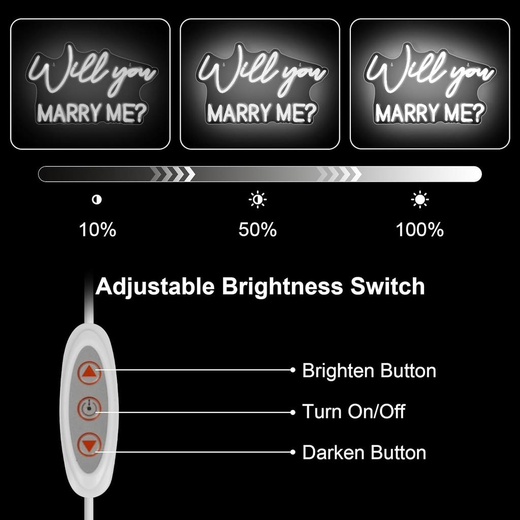 Will You Marry Me Sign, Led Neon Marry Me Light Up Letters for Proposal Wedding Party Decor Valentines Day Girlfriend Engagement Bridal Shower