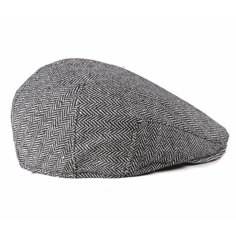 British Style Herringbone Flat Cap for Men Vintage Plaid Beret Hat Autumn Spring Casual Newsboy Cap Breathable Duckbill Hat