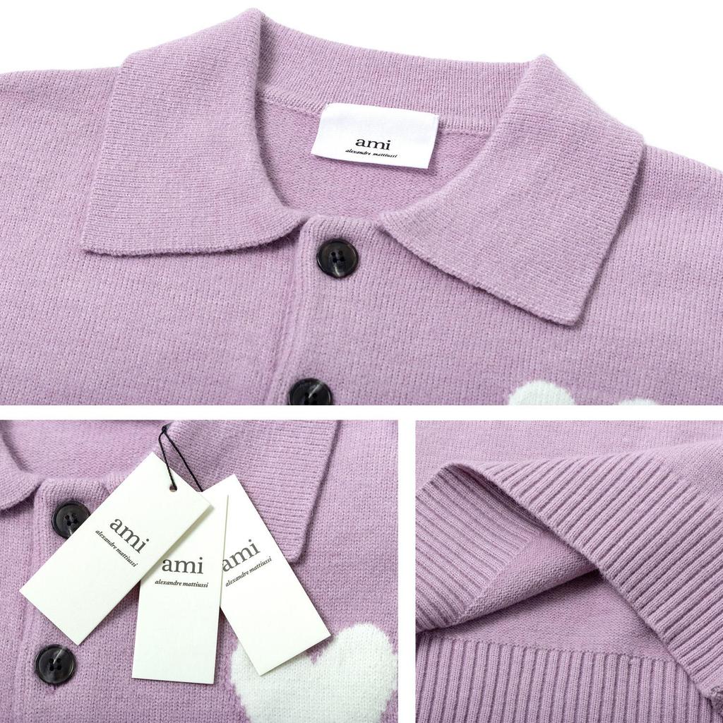 AMI Primăvară și Toamnă Nou Iubire Jacquard Lână Ami De Coeur Pulover Hanorac cu Guler Polo