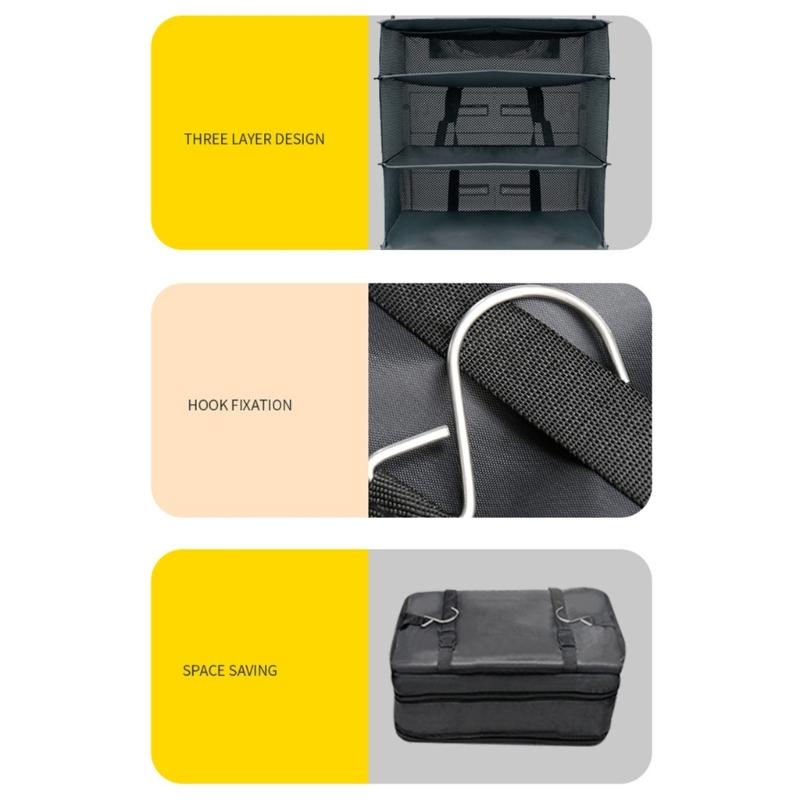 Space Saving Travel Organizers Container Storage Bin for Car Trunk and Home Use with Waterproof Polyester & Mesh Pockets