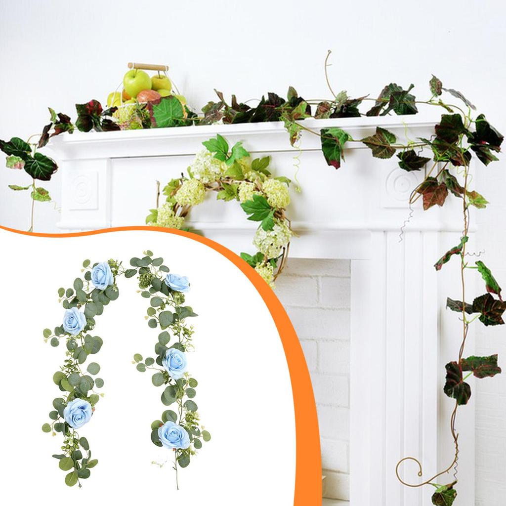 Artificial Eucalyptus Flower Garland Wedding Decoration for Room Window Wall Blue
