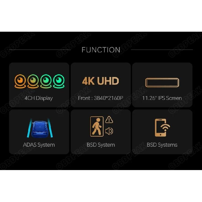 4K Dash Cam 4-Channel Record 1080P ADAS BSD Car DVR WIFI APP Rear View Mirror Auto Video Recorder Camera Ultra HD 24H Parking