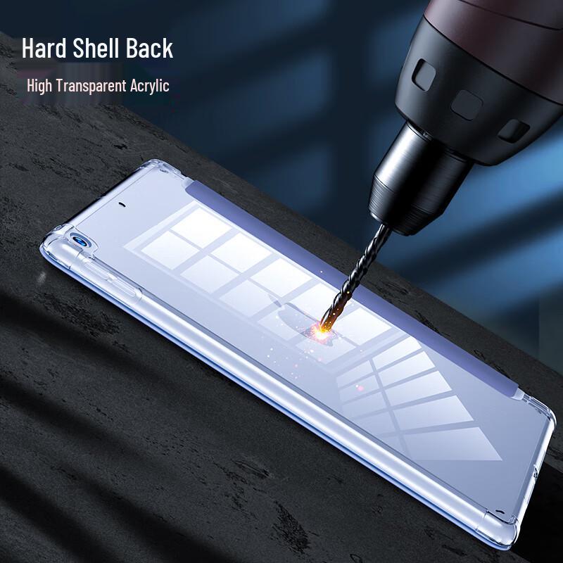 CangHua Transparent Acrylic iPad Case with Pen Slot and Tri-fold Stand