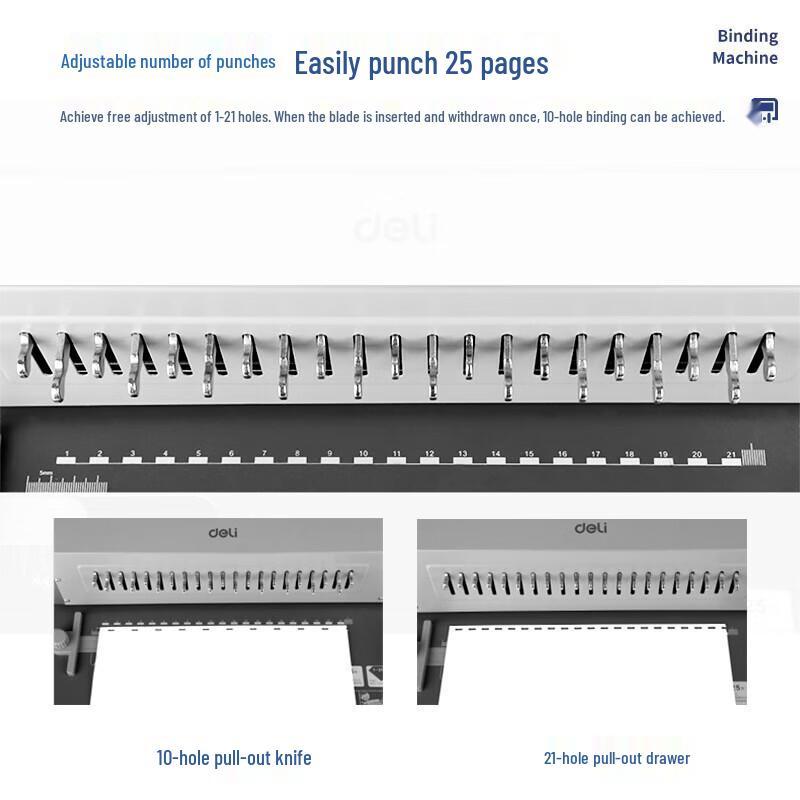 Deli 3874 21-Hole Manual Binding Machine CN plug (adapter included)