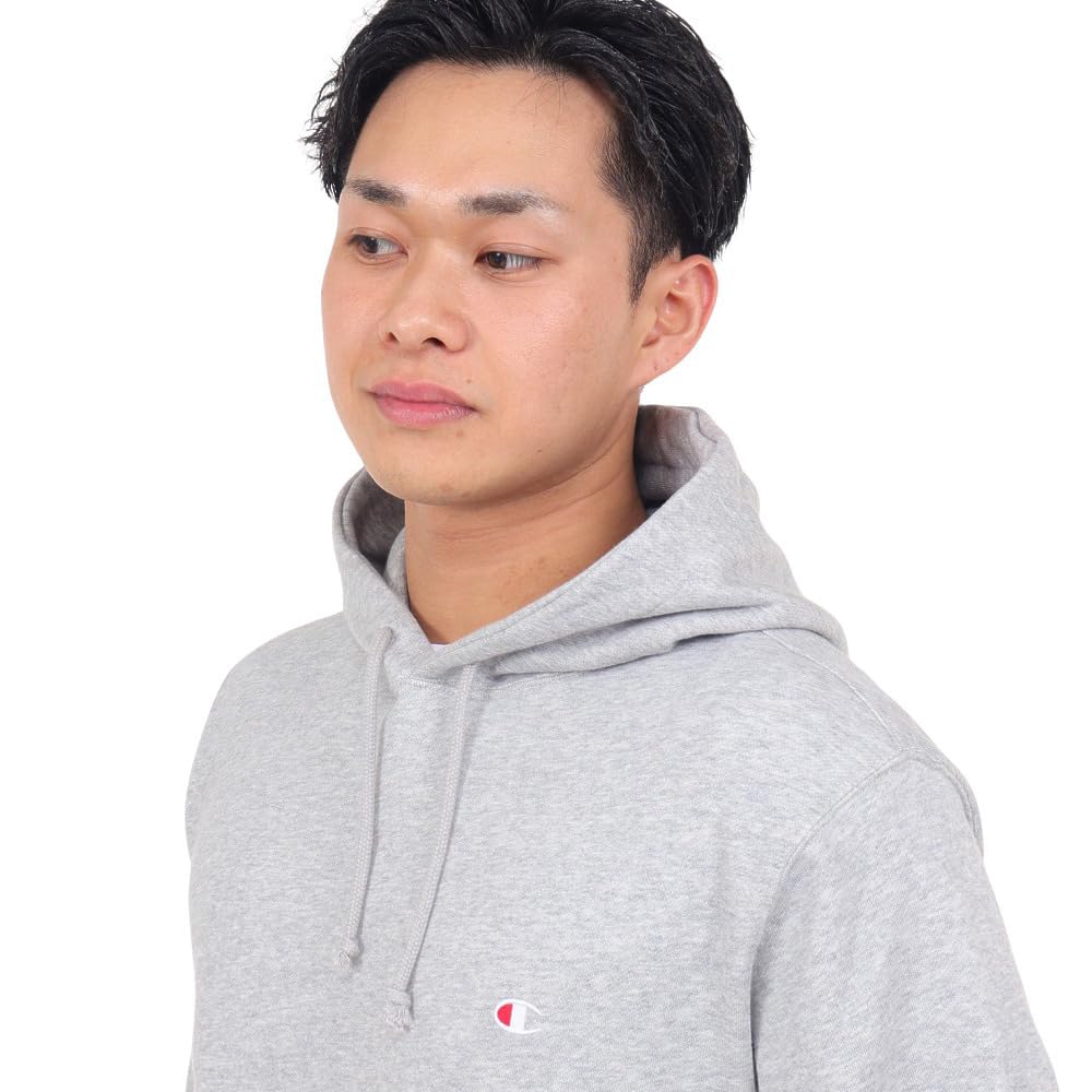 Champion Basic Long Sleeve Fleece Hoodie with Embroidered Oxford Gray Men's Logo, (Size 70) C3-W101Z