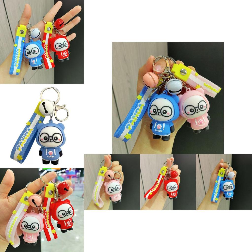 Adorable Cartoon Hoodie Panda Keychain Cute Silicone Key Ring Fashion Gift