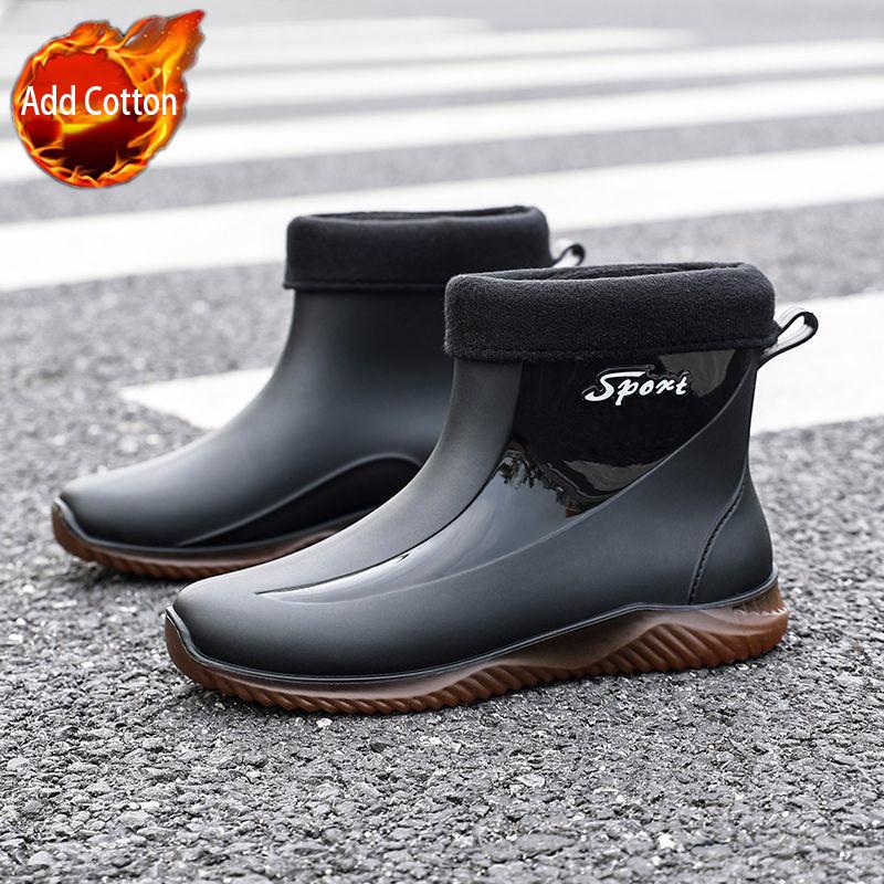 Silicone Male Shoes Wear to Work Soft Gumboots Teenagers Wellies Plastic Waterproof Resistant Wear-resistant Men's Rain Boots